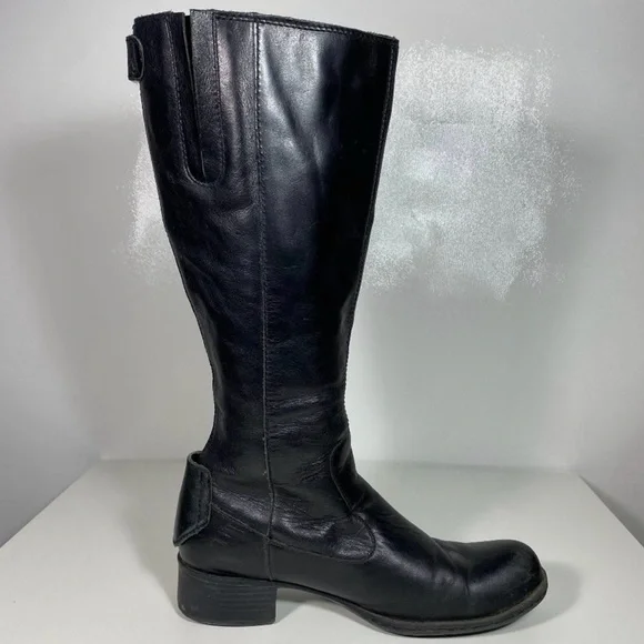 B.O.C Born Women Leather Boots Riding Boots Knee High / Tall Black Sz 7 /38 - Picture 2 of 7